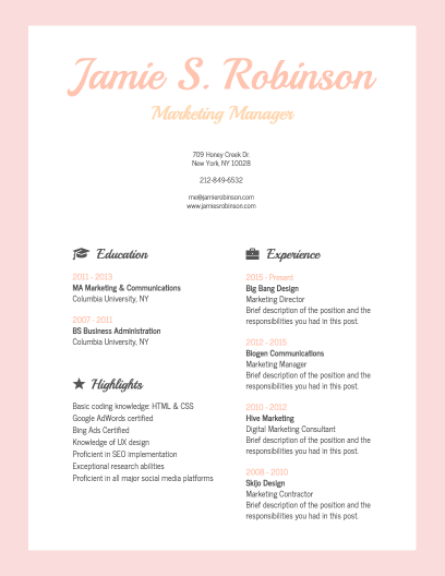 plantilla cv minimalista
