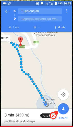 iniciando el recorrido de vuelta con la guia de Google Maps