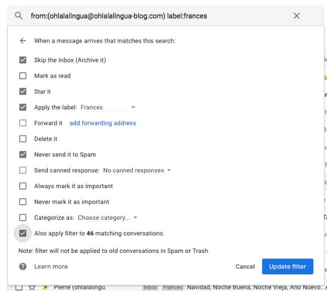 filtrado de emials en Gmail